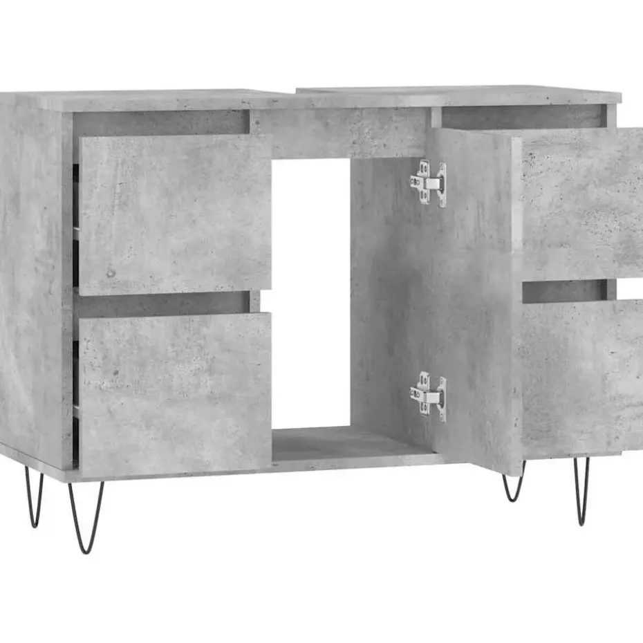 vidaXL - Betongrijs Wastafelonderkast - 1 deur 4 lades - Hout - 80x33x60 cm