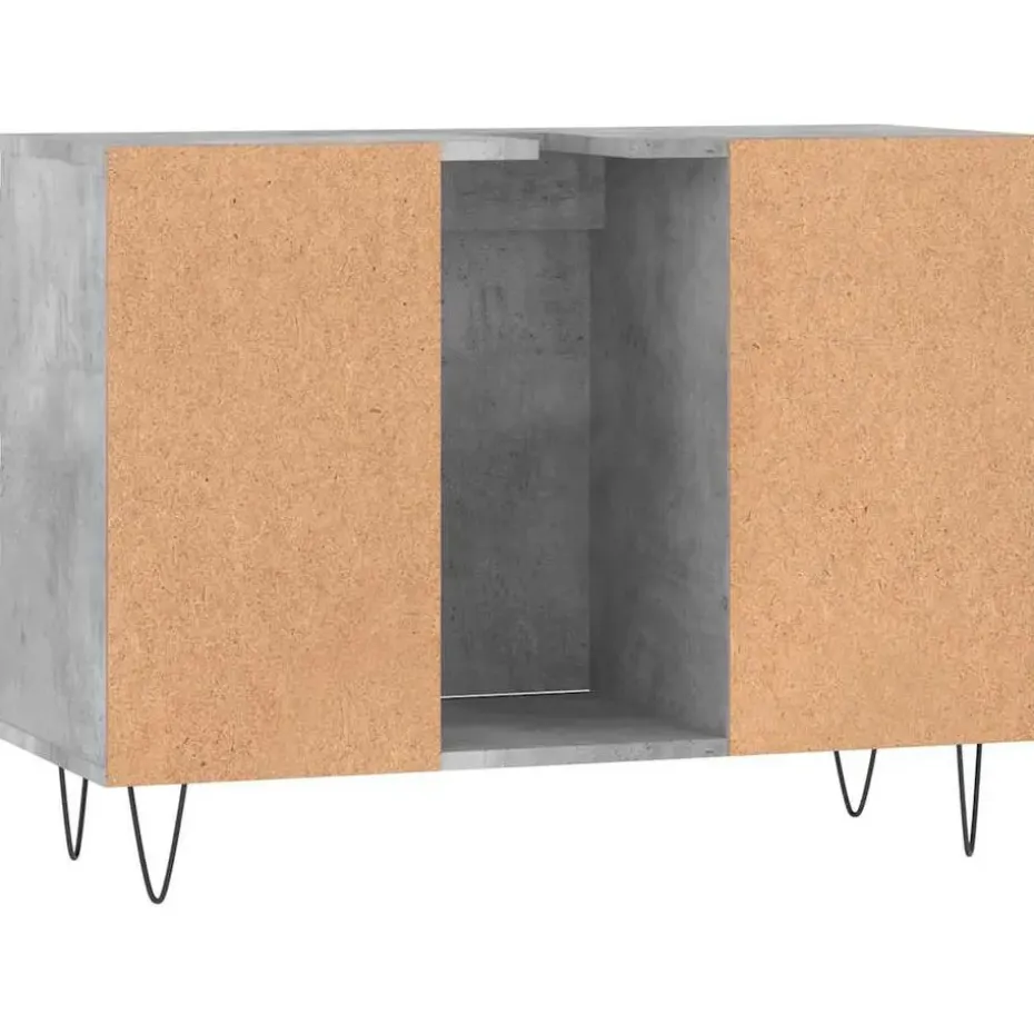 vidaXL - Betongrijs Wastafelonderkast - 1 deur 4 lades - Hout - 80x33x60 cm