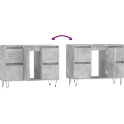 vidaXL - Betongrijs Wastafelonderkast - 1 deur 4 lades - Hout - 80x33x60 cm