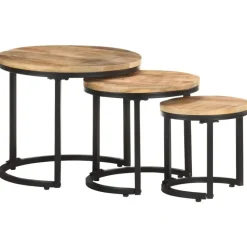 vidaXL - Bijzettafel - Bruin - Hout - 3 stuks