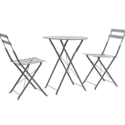 vidaXL - Bistroset - Grijs - Staal - 3 stuks