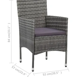 vidaXL - Bistroset - Grijs - Poly rattan en gehard glas - 3 stuks