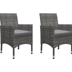 vidaXL - Bistroset - Grijs - Poly rattan en gehard glas - 3 stuks