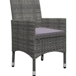 vidaXL - Bistroset - Grijs - Poly rattan en gehard glas - 3 stuks