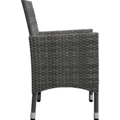 vidaXL - Bistroset - Grijs - Poly rattan en gehard glas - 3 stuks