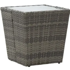 vidaXL - Bistroset - Grijs - Poly rattan en gehard glas - 3 stuks