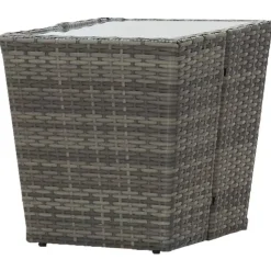 vidaXL - Bistroset - Grijs - Poly rattan en gehard glas - 3 stuks