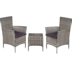 vidaXL - Bistroset - Grijs - Poly rattan