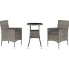 vidaXL - Bistroset - Grijs - Poly rattan - 3 stuks - Met kussens