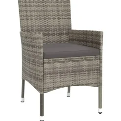 vidaXL - Bistroset - Grijs - Poly rattan - 3 stuks - Met kussens