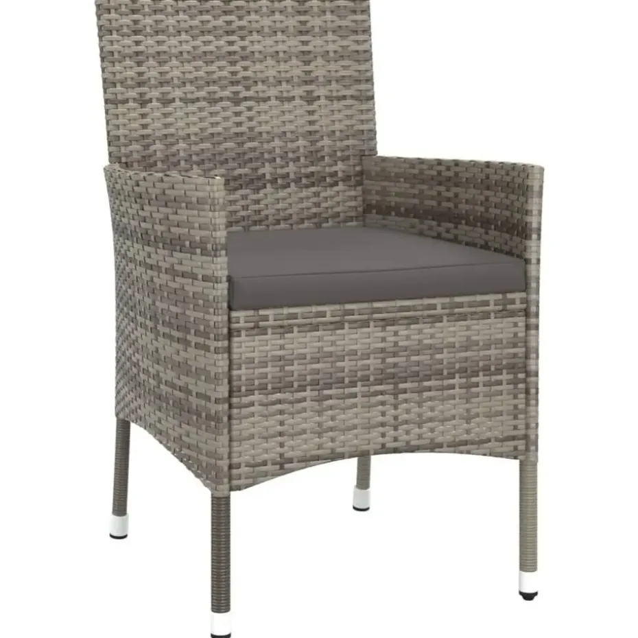 vidaXL - Bistroset - Grijs - Poly rattan - 3 stuks - Met kussens
