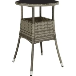 vidaXL - Bistroset - Grijs - Poly rattan - 3 stuks - Met kussens