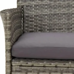 vidaXL - Bistroset - Grijs - Poly rattan - 3 stuks - Met kussens