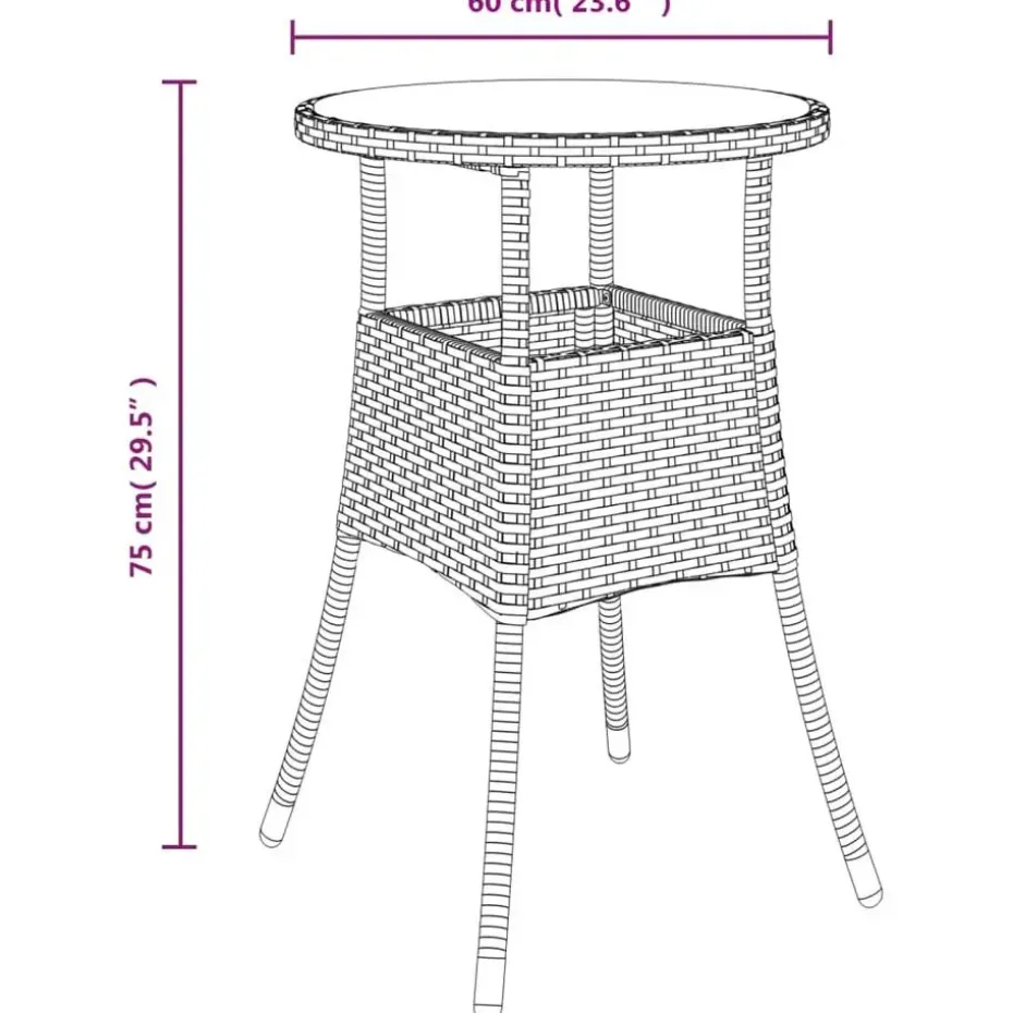 vidaXL - Bistroset - Grijs - Poly rattan - 3 stuks - Met kussens