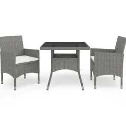 vidaXL - Bistroset - Grijs - Poly rattan