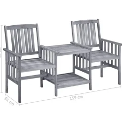 vidaXL - Bistroset - Grijs - Hout - 159x61x92 cm