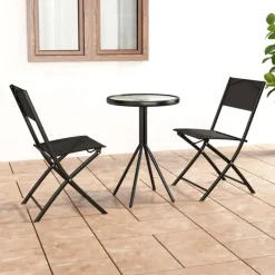 vidaXL - Bistroset - Zwart - Staal - 3 stuks