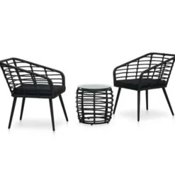 vidaXL - Bistroset - Zwart - Poly rattan