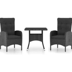 vidaXL - Bistroset - Zwart - Poly rattan