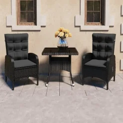 vidaXL - Bistroset - Zwart - Poly rattan