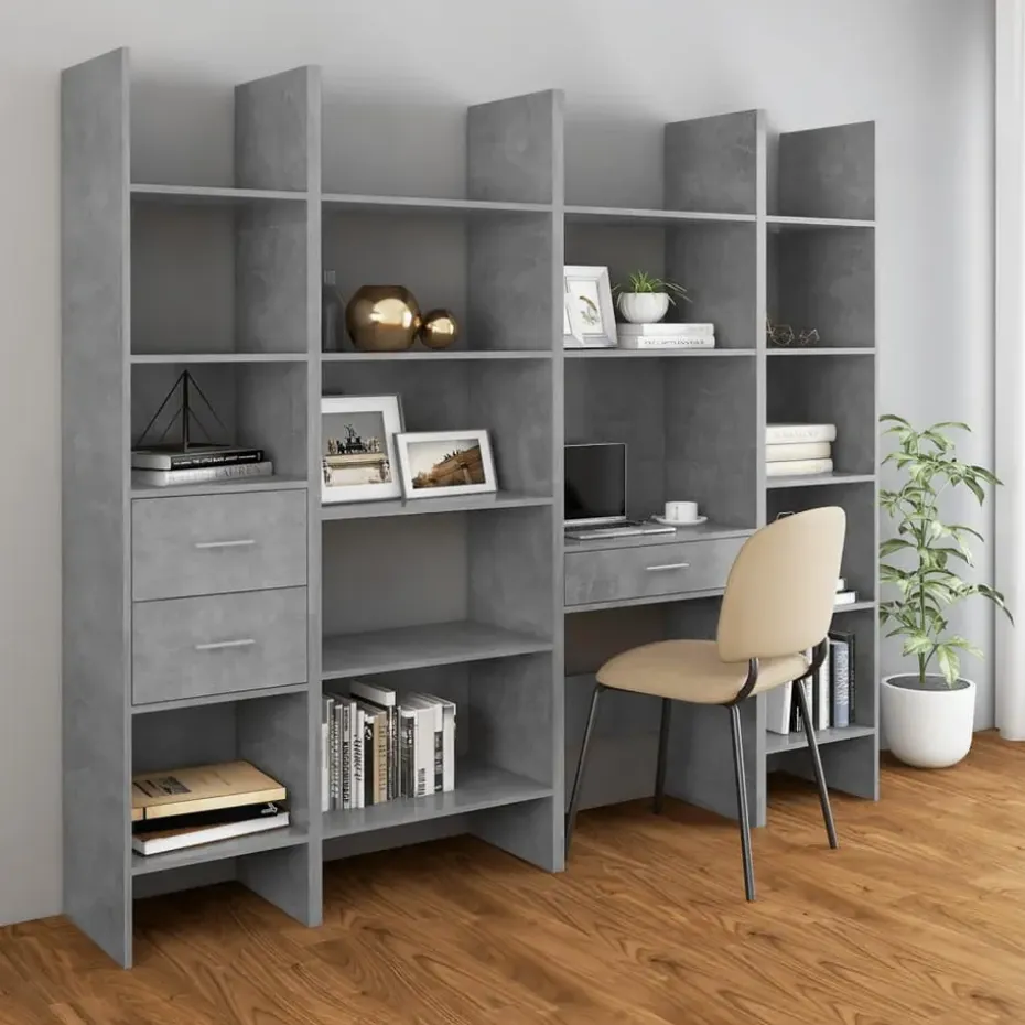 vidaXL - Boekenkast - Grijs - Bewerkt hout