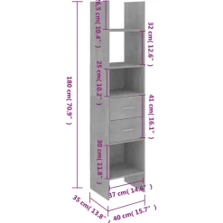 vidaXL - Boekenkast - Grijs - Bewerkt hout