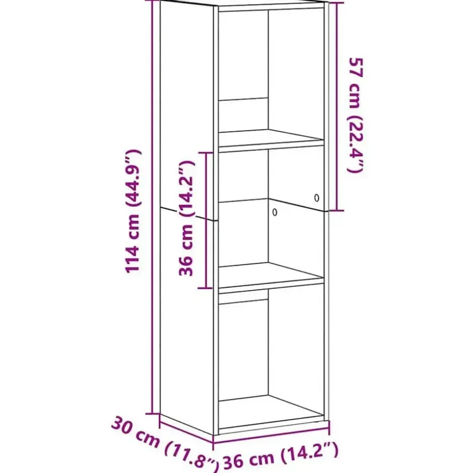 vidaXL - Boekenkast - Grijs - Bewerkt hout