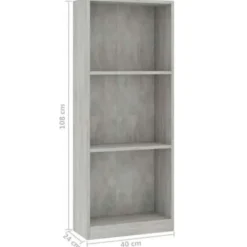 vidaXL - Boekenkast - Grijs - Bewerkt hout - 40 x 24 x 109 cm