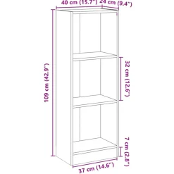 vidaXL - Boekenkast - Grijs - Bewerkt hout - 40 x 24 x 109 cm