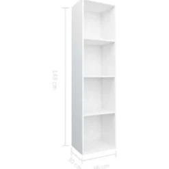vidaXL - Boekenkast - Wit - Bewerkt hout - 36 x 30 x 143 cm