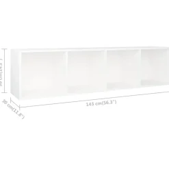 vidaXL - Boekenkast - Wit - Bewerkt hout - 36 x 30 x 143 cm