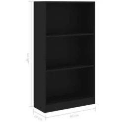 vidaXL - Boekenkast - Zwart - Bewerkt hout - 60 x 24 x 109 cm