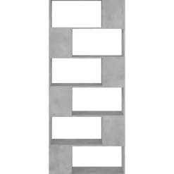 vidaXL - Boekenkast Kamerscherm - Betongrijs - Bewerkt hout - 80 x 24 x 186 cm