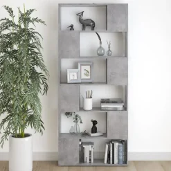 vidaXL - Boekenkast Kamerscherm - Betongrijs - Bewerkt hout - 80 x 24 x 186 cm