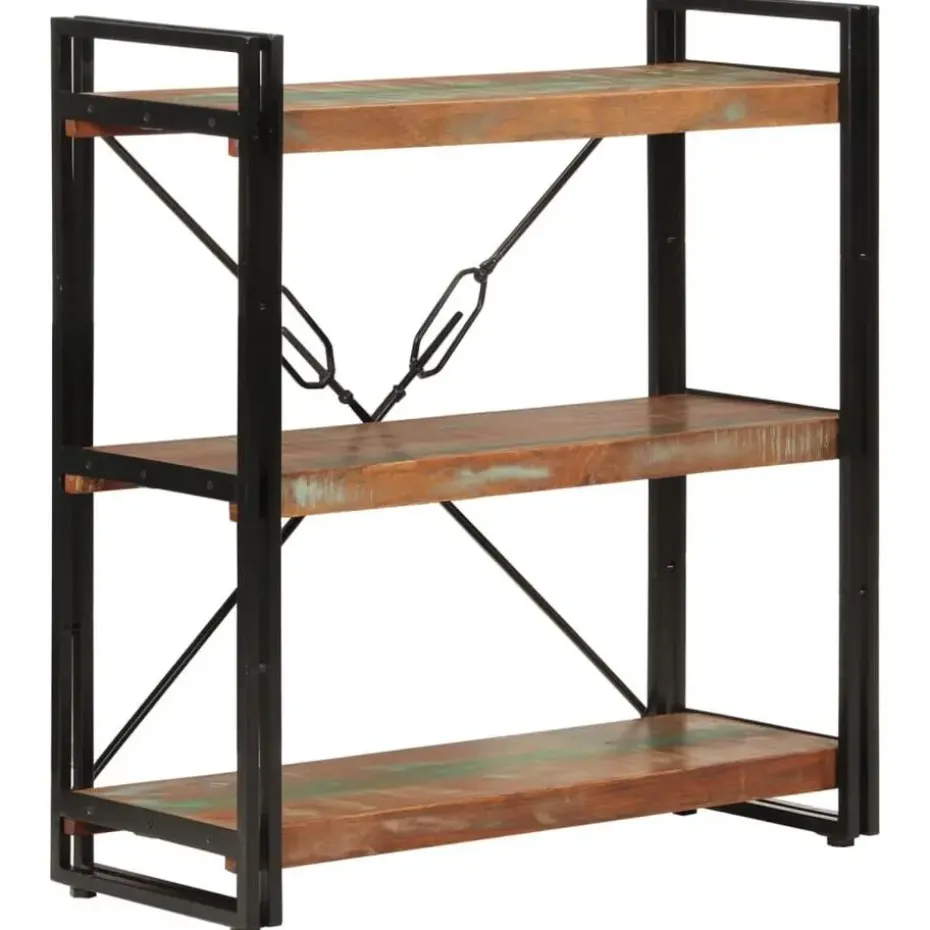 vidaXL - Boekenkast 3-laags - Multikleur - Gerecycled hout - 77 x 30 x 80 cm