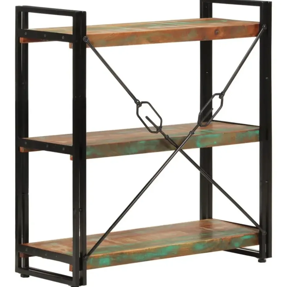 vidaXL - Boekenkast 3-laags - Multikleur - Gerecycled hout - 77 x 30 x 80 cm