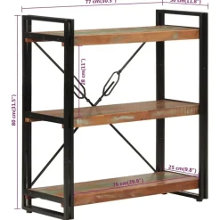 vidaXL - Boekenkast 3-laags - Multikleur - Gerecycled hout - 77 x 30 x 80 cm