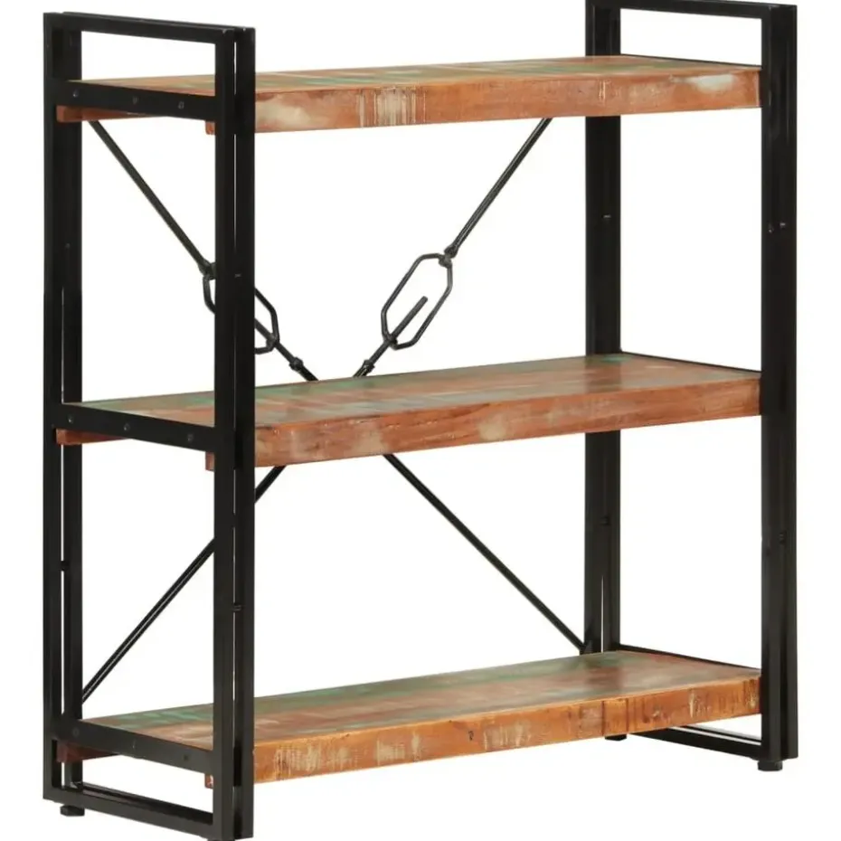 vidaXL - Boekenkast 3-laags - Multikleur - Gerecycled hout - 77 x 30 x 80 cm