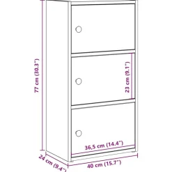 vidaXL - Boekenkast met 3 deuren voor woonkamers - Zwart - Hout - 40x24x77 cm
