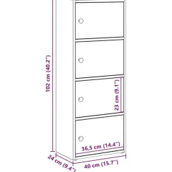 vidaXL - Boekenkast met 4 deuren voor woonkamers - Zwart - Hout - 40x24x102 cm