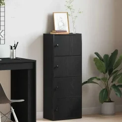 vidaXL - Boekenkast met 4 deuren voor woonkamers - Zwart - Hout - 40x24x102 cm