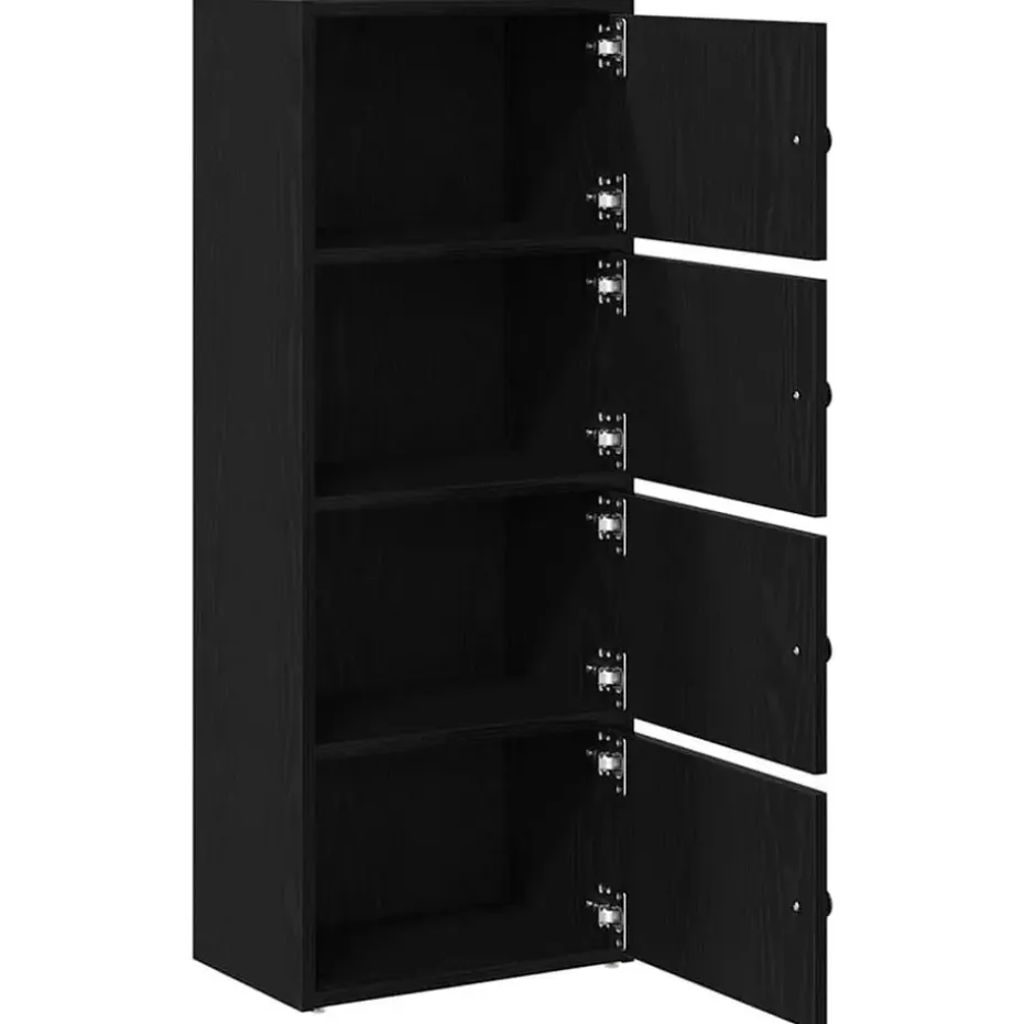 vidaXL - Boekenkast met 4 deuren voor woonkamers - Zwart - Hout - 40x24x102 cm