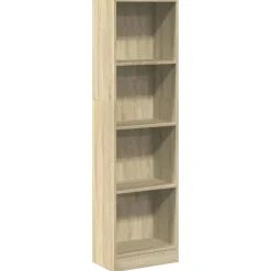 vidaXL - Boekenkast met 4 vakken - Sonoma eiken - Bewerkt hout - 40x24x143 cm