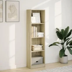 vidaXL - Boekenkast met 4 vakken - Sonoma eiken - Bewerkt hout - 40x24x143 cm