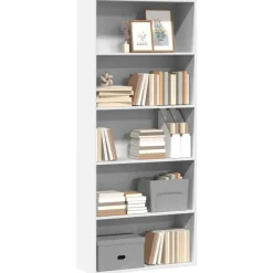 vidaXL - Boekenkast met 5 vakken voor kantoor - Wit - Hout - 80x30x189 cm