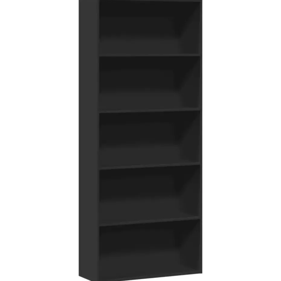 vidaXL - Boekenkast met 5 vakken voor kantoor - Zwart - Hout - 80x30x189 cm