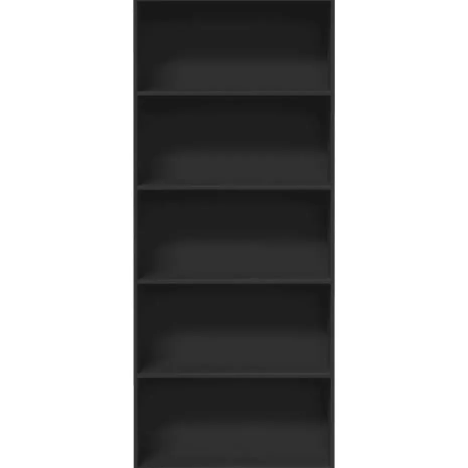 vidaXL - Boekenkast met 5 vakken voor kantoor - Zwart - Hout - 80x30x189 cm