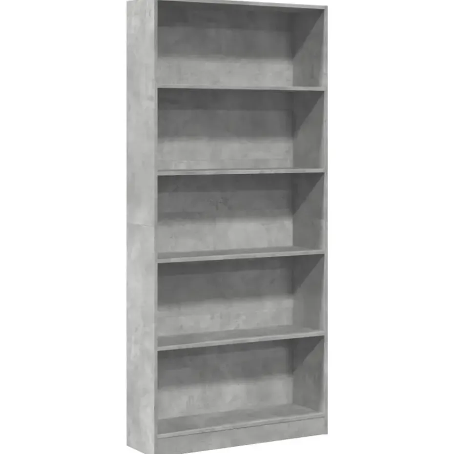 vidaXL - Boekenkast met 5 vakken - Betongrijs - Bewerkt hout - 80x24x176 cm