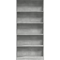 vidaXL - Boekenkast met 5 vakken - Betongrijs - Bewerkt hout - 80x24x176 cm