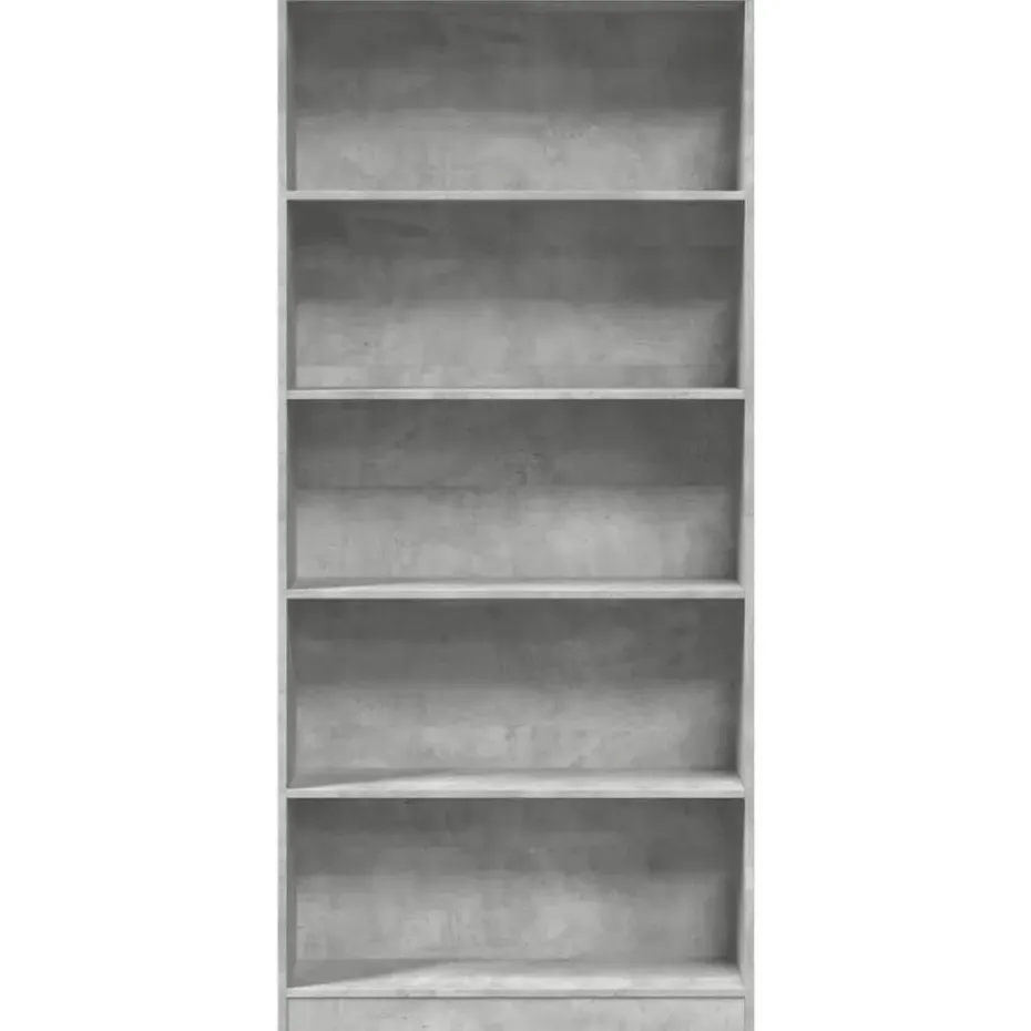 vidaXL - Boekenkast met 5 vakken - Betongrijs - Bewerkt hout - 80x24x176 cm
